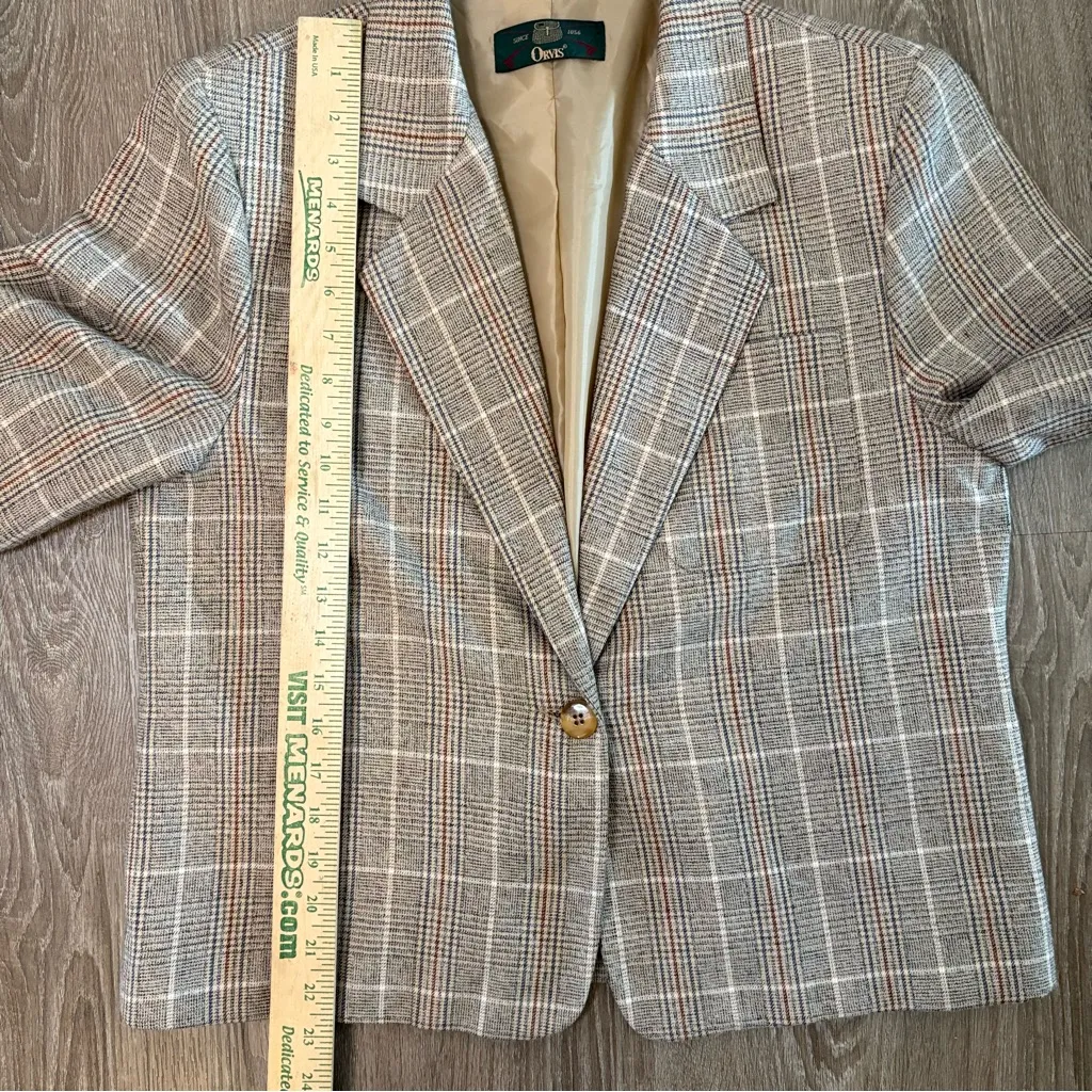 Vintage Orvis Glen Plaid Blazer Women’s Medium | Tan Brown Check Jacket - Image 6