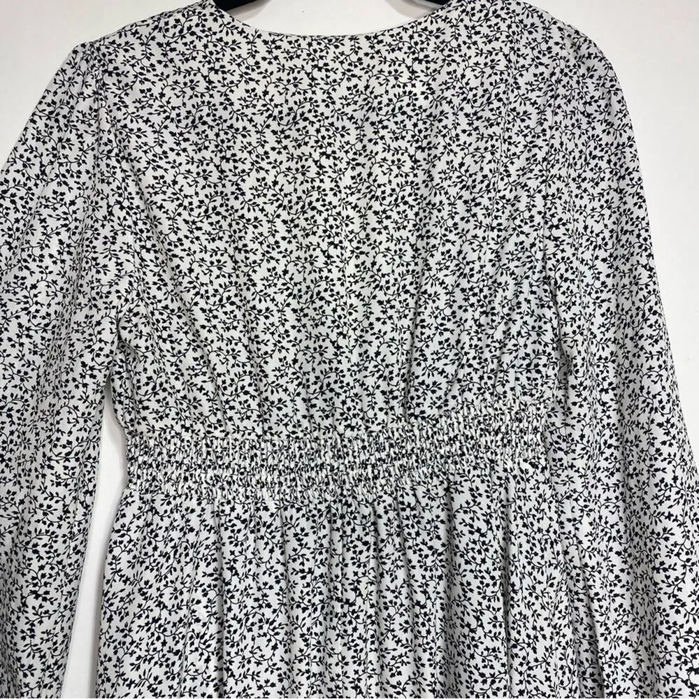 Tularosa Aritzia Long Sleeve Black, White Floral Drift Away High Low Top, Dress - Image 10