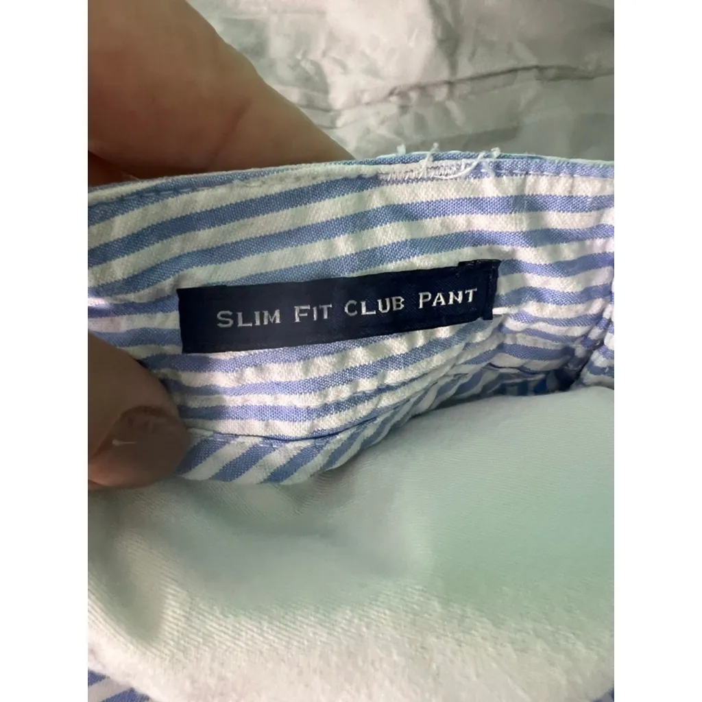 Vineyard Vines Men's Slim Fit Club Pants 28x30 Blue White Seersucker Cotton - Image 6