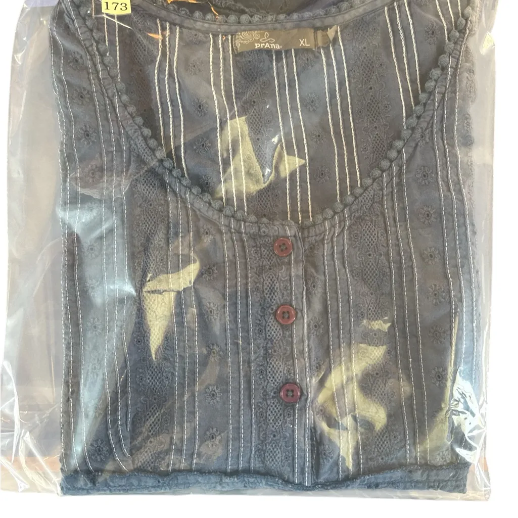 Prana Navy Sleeveless Lace Blouse‎ - Image 7