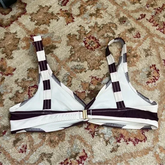 Solid & Striped Jane Burgundy White Stripe Twist Front Bikini Top XS - Image 5
