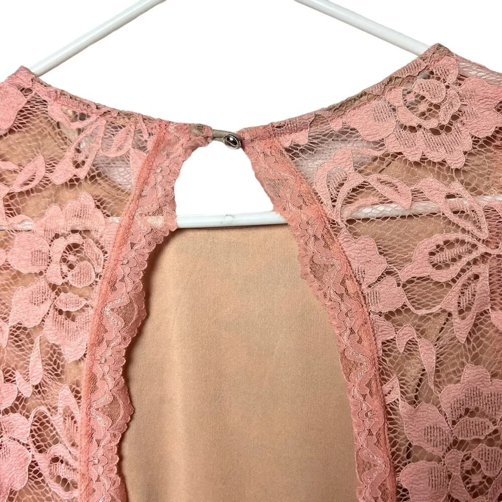 Dulce Carola Women's Soft Blush Pink Lace Open Back Dress Sz S - Image 5