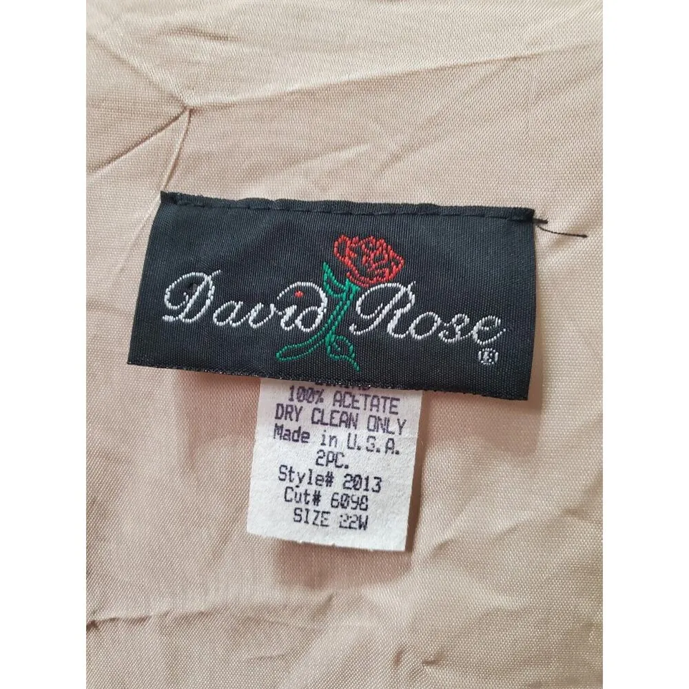 David Rose Beige Mother Of The Bride Lace Skirt & Button Down Shirt 2 Pc Set 22W - Image 10