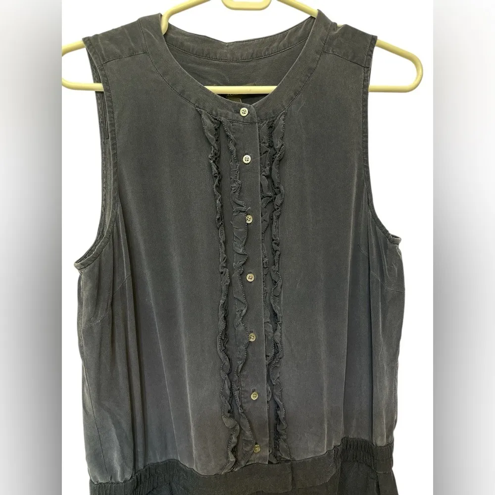 J Crew Ruffle Front Jumpsuit Navy Blue Silk - Image 3