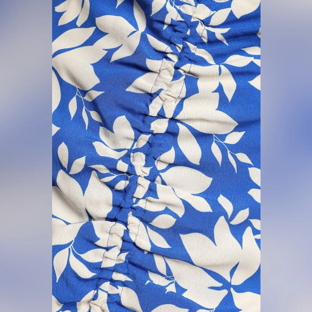 LULUS Show Off Time Blue Floral Print Ruched Halter Bodycon Dress Size XL NWT - Image 11