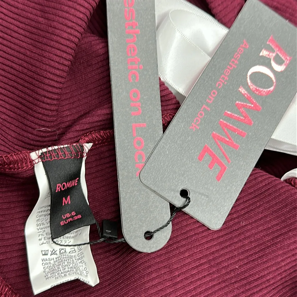 Faux Fur Removable Collar Burgundy Ribbed Knit Tie Front Bell Sleeve Cardigan M - Image 10