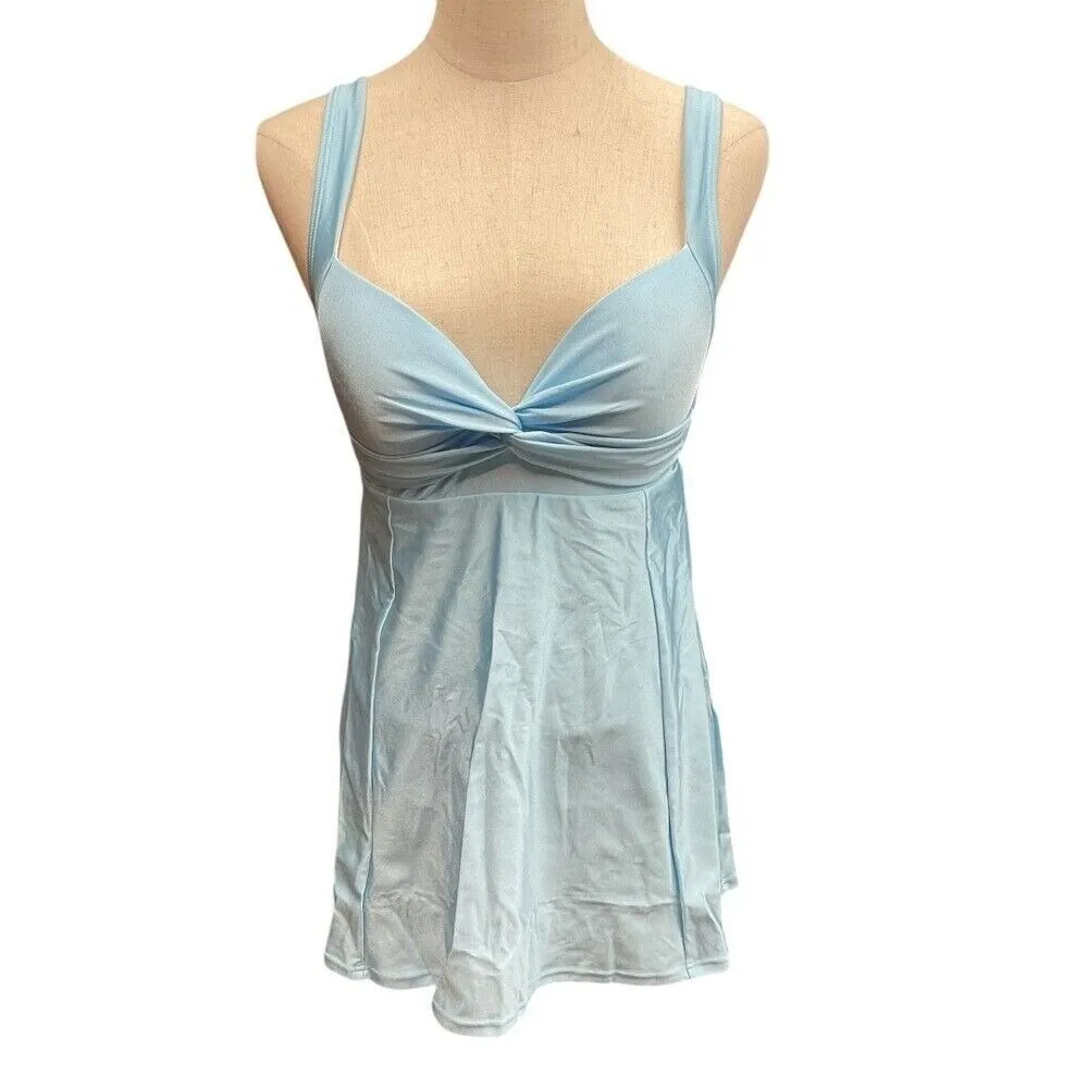 Venus Fit And Flare Swim Dress Size 8 Ice Blue Knotted V Front Modest Swimming‎ - Image 3