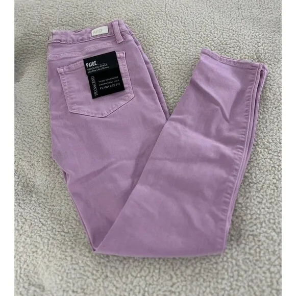 Paige Womens Transcend Verdugo Ankle Jeans Mid Rise Ultra Skinny Light Orchid 28 - Image 2
