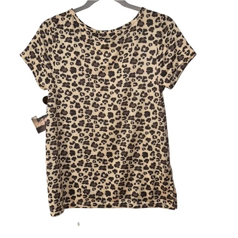 Thalia Sodi  Brown Leopard Print Top Medium - Image 2