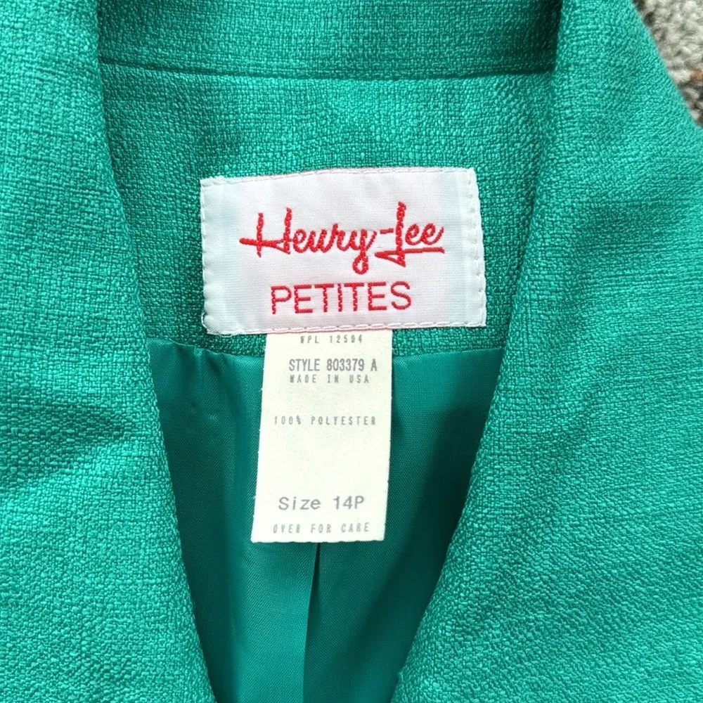 Vintage Henry Lee Petites Blazer & Midi Dress Set Turquoise 14P Green - Image 8
