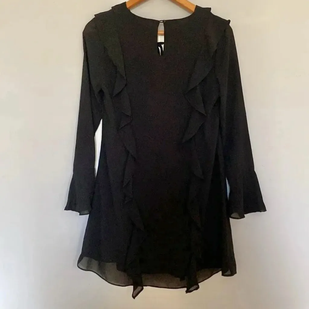 American Threads Black Long Sleeved Ruffle Dress Size Small - Image 8