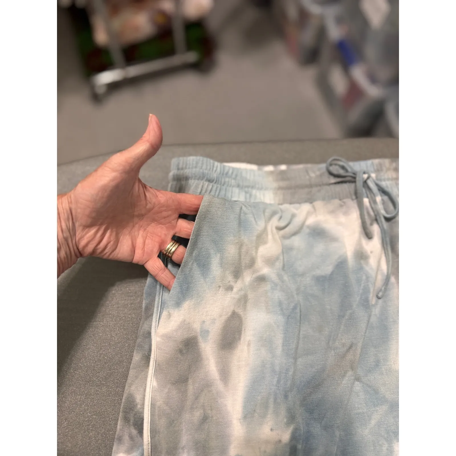 Calme Tie Dye Lounge Skirt Womens Large Blue Gray Drawstring Pockets - Image 5