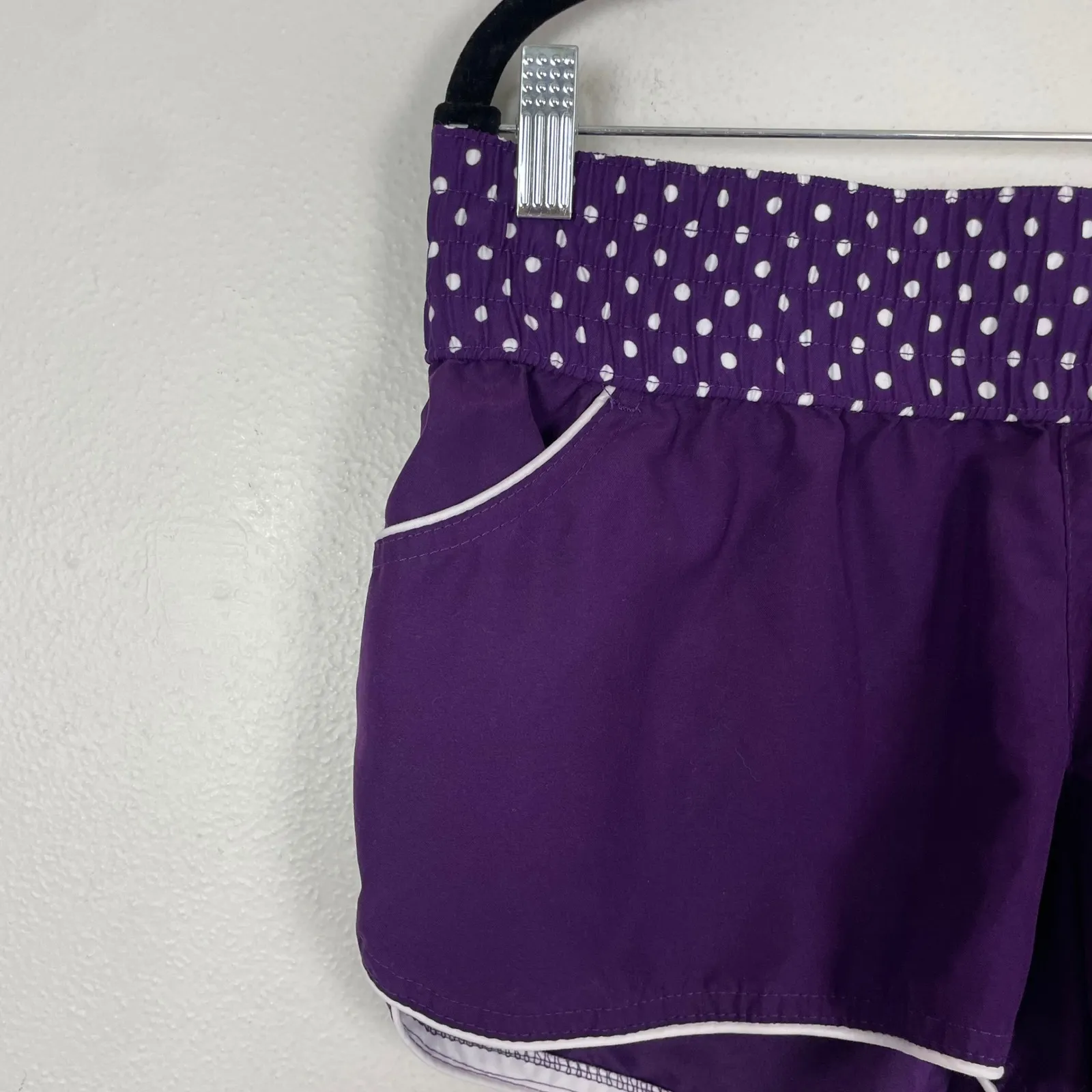 Y2K Micro Mini Shorts Xhilaration Purple Polka Dot Athletic Large‎ Activewear - Image 2