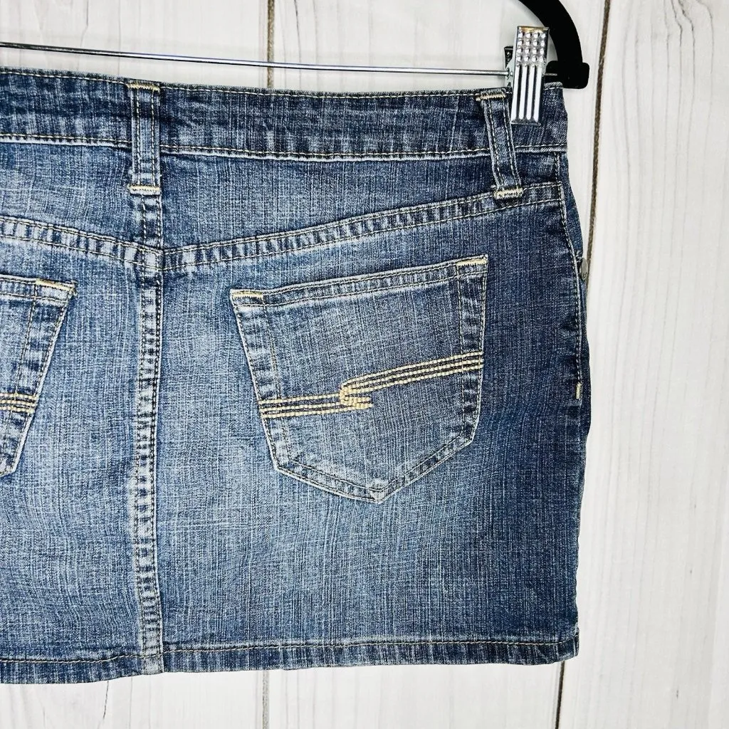 Arizona Jean Co. Mini Skirt Sz 7 Denim Stretch 32" Waist 12" Length - Image 6