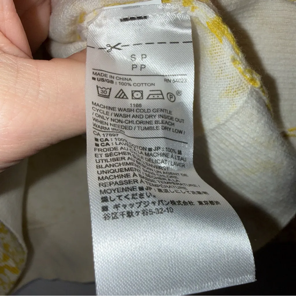 Banana Republic Factory Yellow White Floral Print Crew Neck Cotton Sweater MP - Image 4