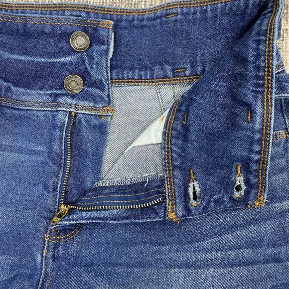 Mudd High Rise Jean Shorts Sz‎ 7 Belted Wide Waistband Dark Wash Stretch Denim - Image 5