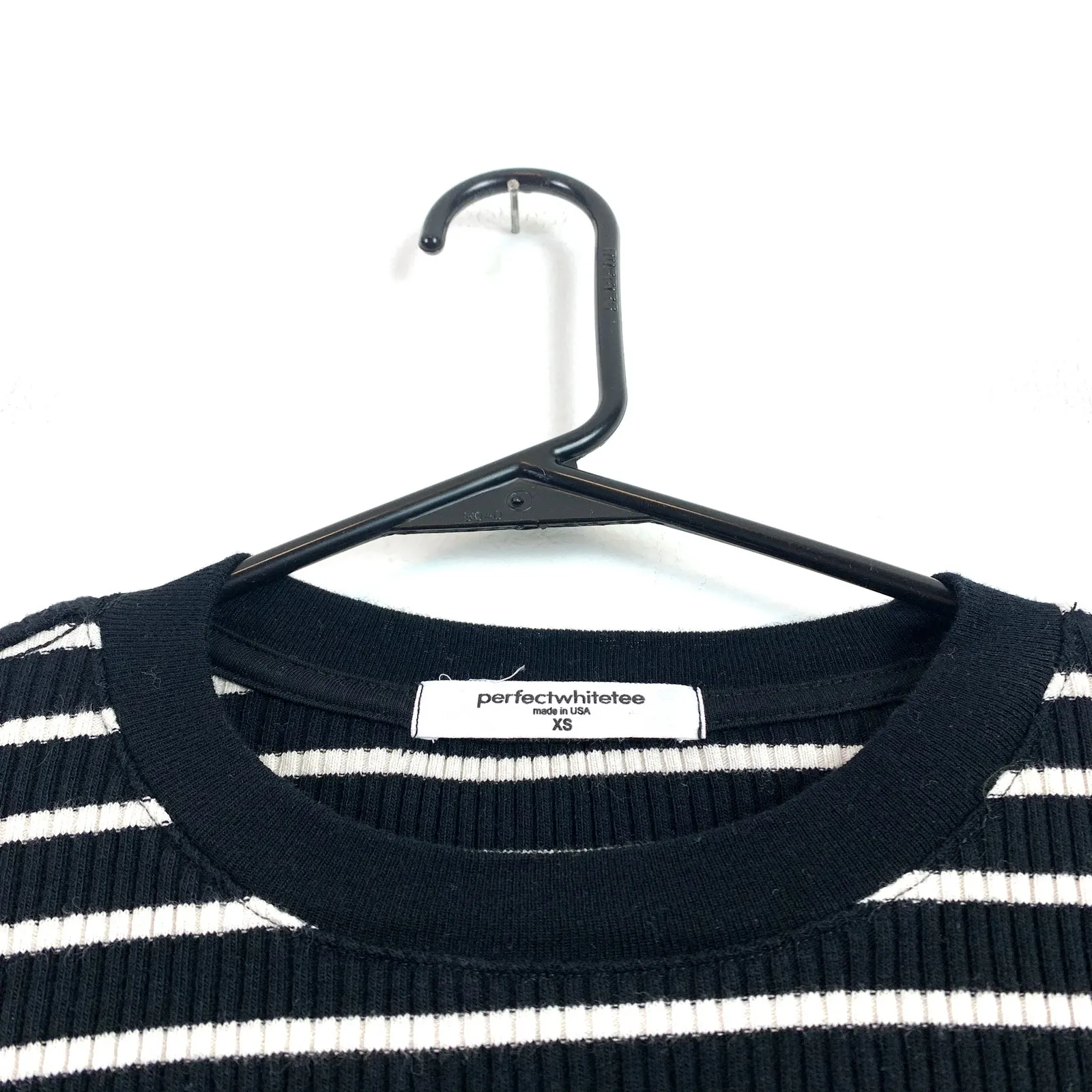 PerfectWhiteTee Clyde Ribbed Knit Long Sleeve Stripe Baby Tee Sweater Shirt XS Black - Image 7
