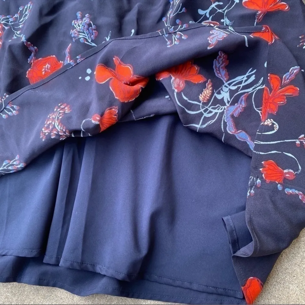 Madewell Silk Ruffle Waist Dress in Windblown Poppies Navy Women’s - Image 5