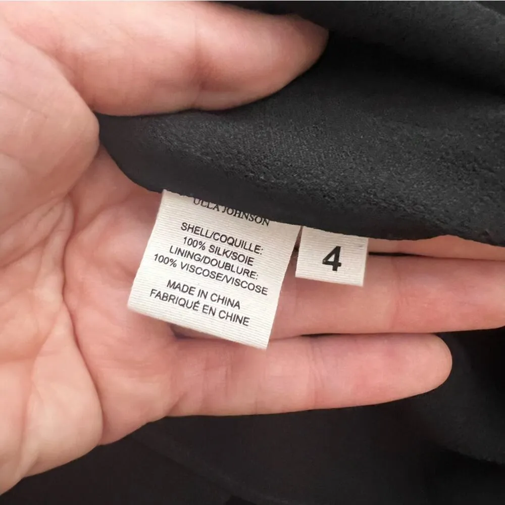 Ulla Johnson Black Paisley & Floral Print Silk Chiffon Midi Ruffled Skirt sz 4 - Image 7