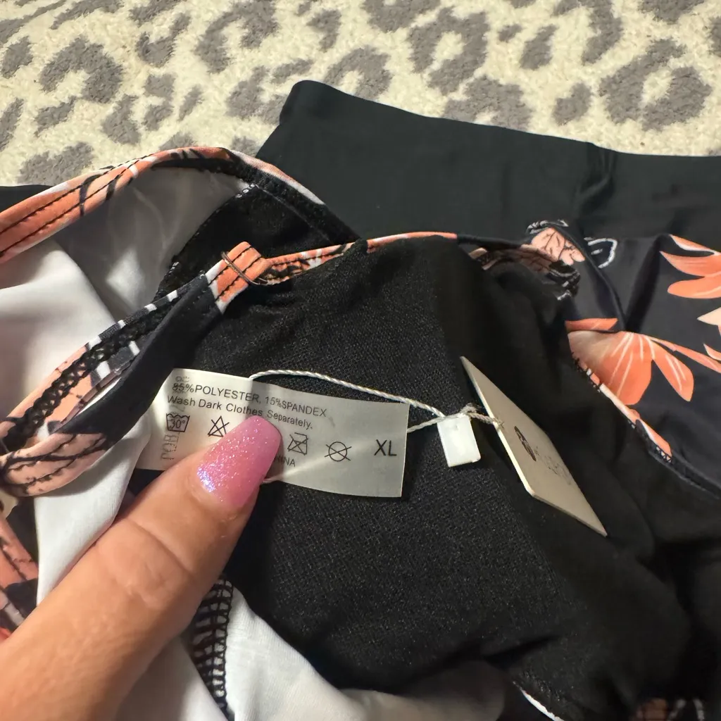 Floral Black and Orange Bikini Set Size undefined - Image 5