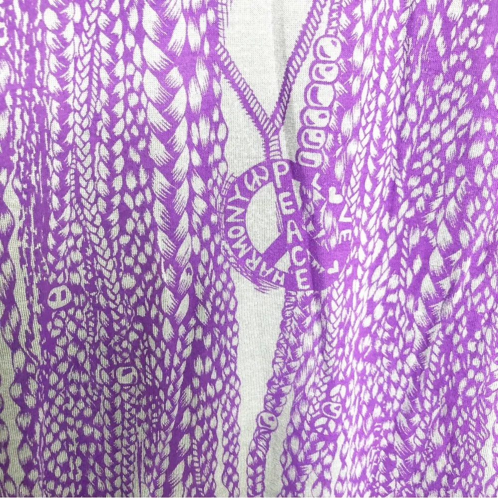 𝅺Lauren Moshi Gray with purple graphics hippie girl with braided hair. - Image 6