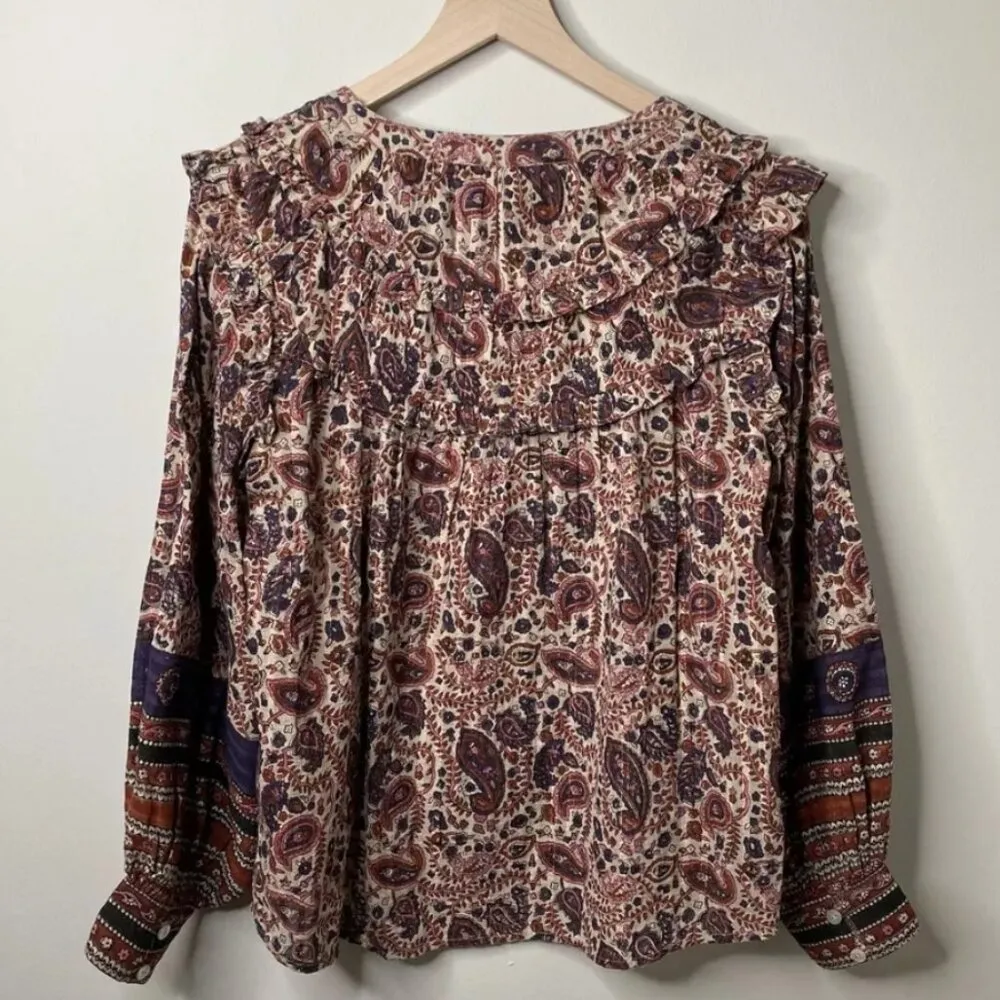 New Cleobella Samara Paisley Organic Cotton Button Down Blouse Size Small - Image 12