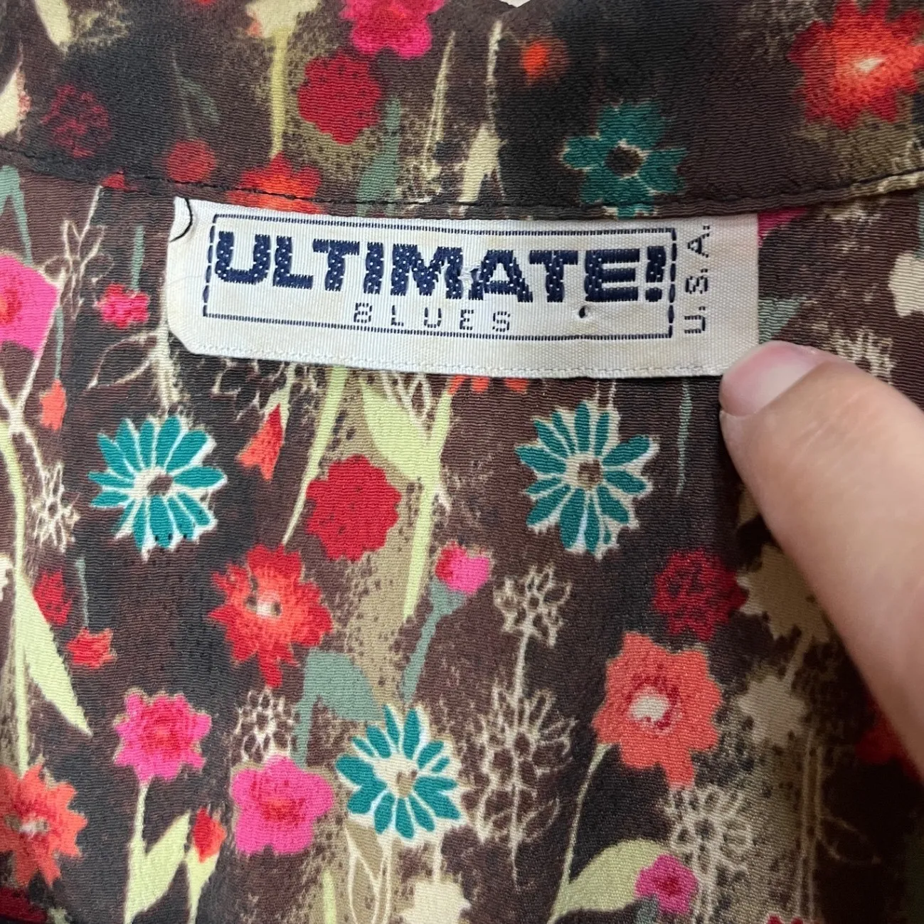 Vintage ULTIMATE BLUES Floral Print Button Front Maxi Dress Women's Size S Brown - Image 5