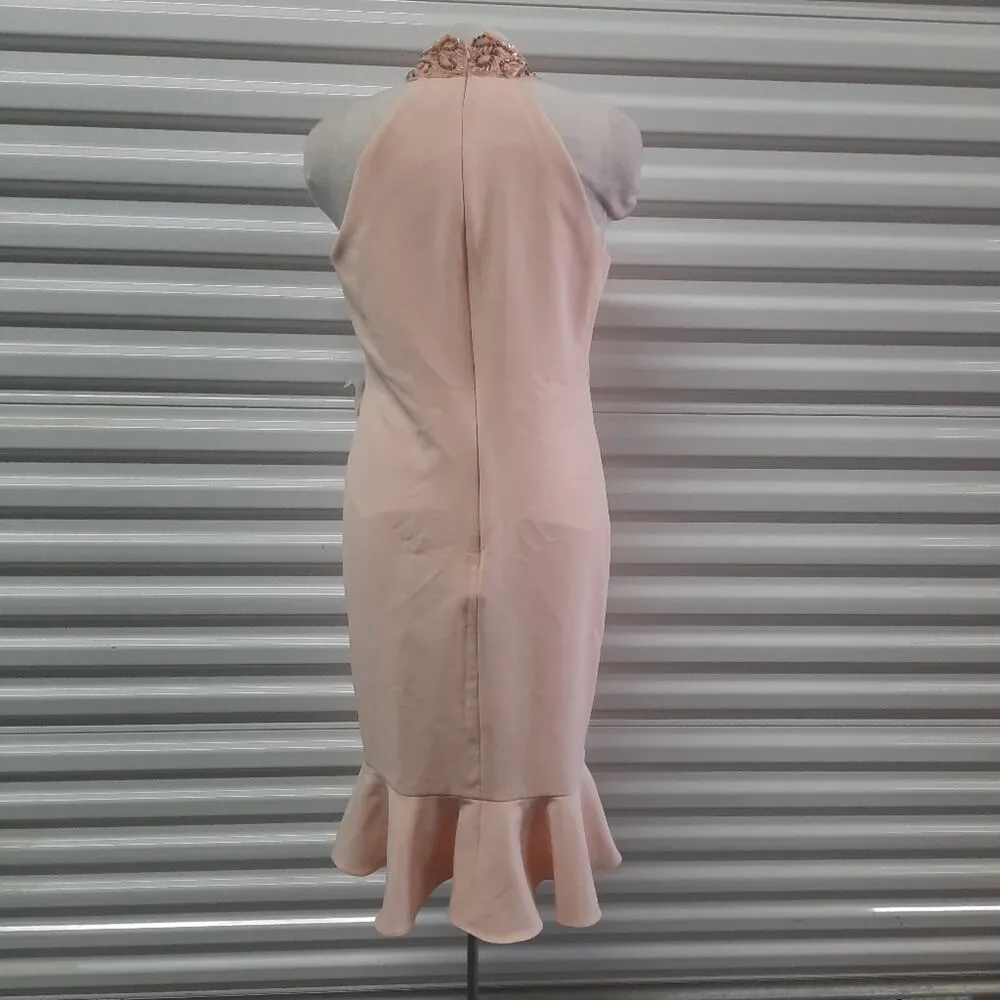 Marina Dress Women's Size 4 Pink Sleeveless Beaded Collar Formal Cocktail Party - Image 4