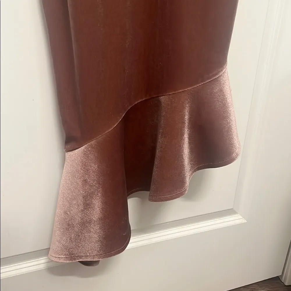 ASOS Strappy Maxi Dress Dusty Rose Pink Stretch Bias Ruffle Size 8 - Image 5