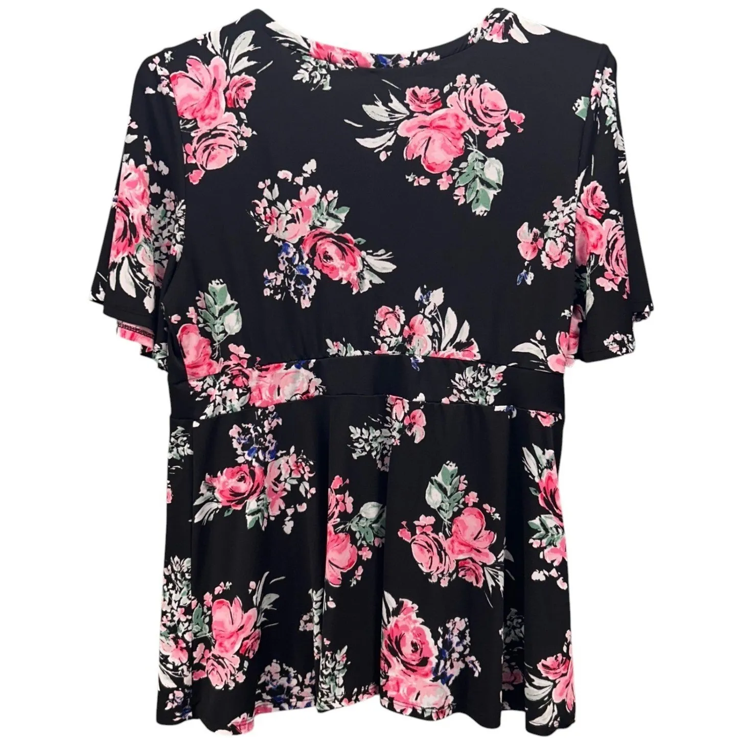 Torrid Womens‎ Blouse Size 2X Black Floral Empire Waist Romantic Y2K Baby Doll - Image 3