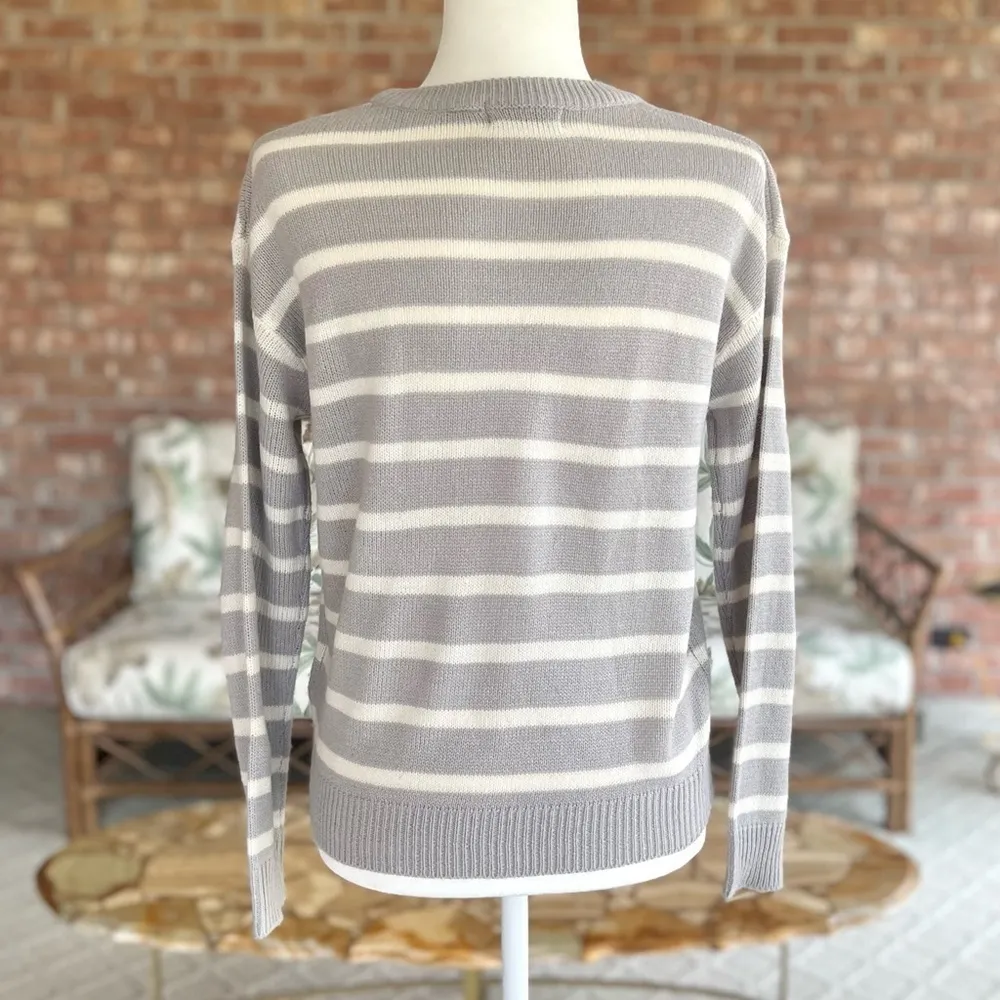 Brave Soul Grey Striped Heart Crewneck Sweater XS - Image 9