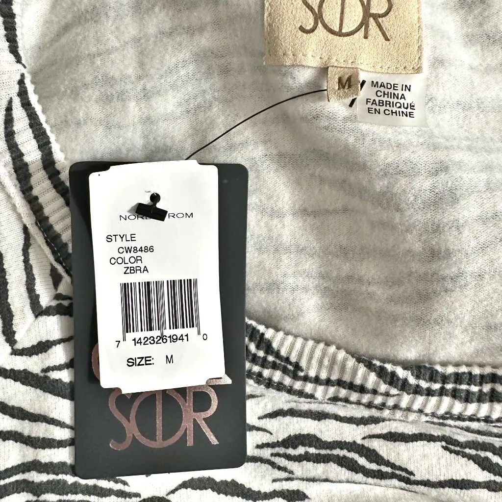 Chaser Bliss Knit Shirred Long Sleeve Raglan Pullover Zebra - Image 8