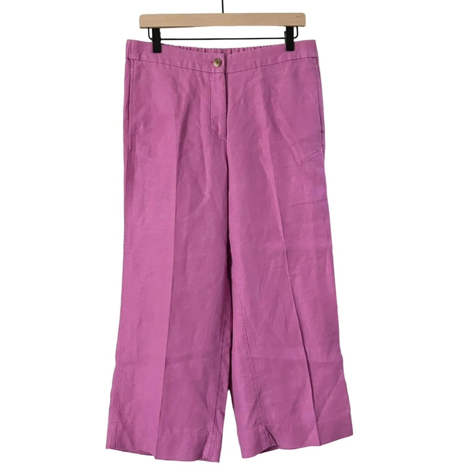 J. Jill Love Linen Easy Wide Leg Crop Pant in Wild Orchid Purple Pink Size Small - Image 2