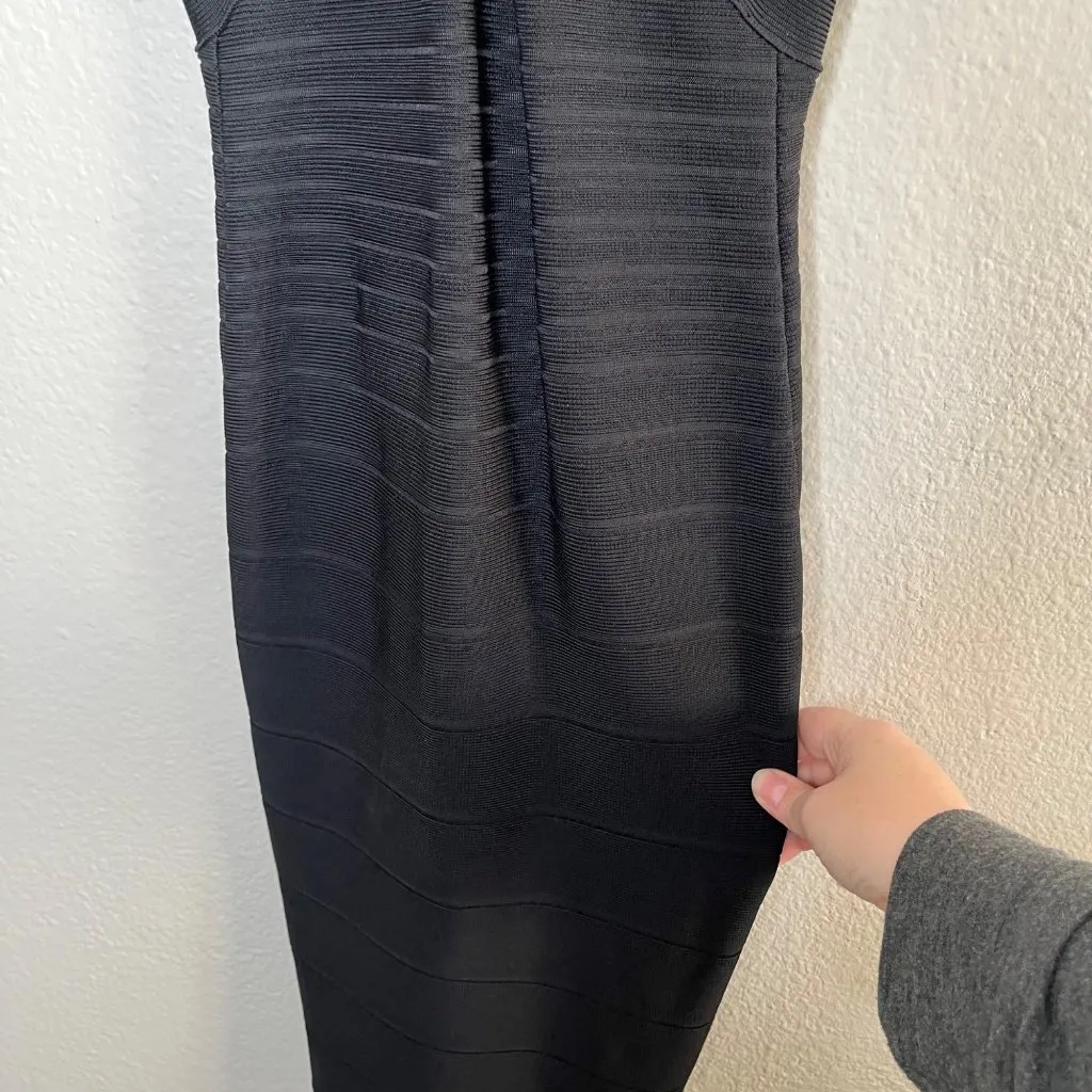 Herve Leger Stella Black Bandage Bodycon Midi Dress XXS Sleeveless - Image 3