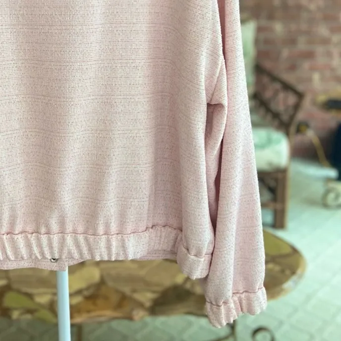 Nine West Femme Bomber Jacket Pink Tweed Textured XL Spring Lightweight Casual - Image 13