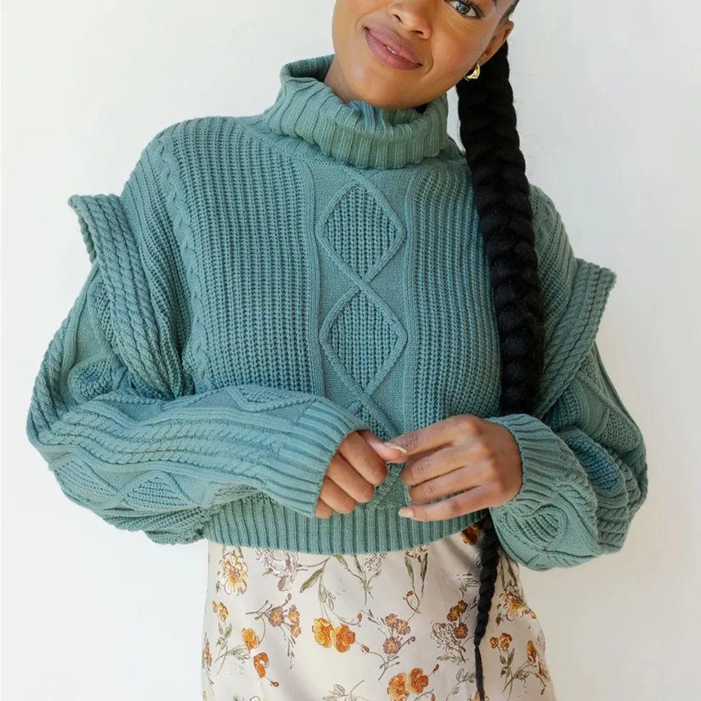 Anthropologie Mable turtle neck cable knit crop sweater - Image 5