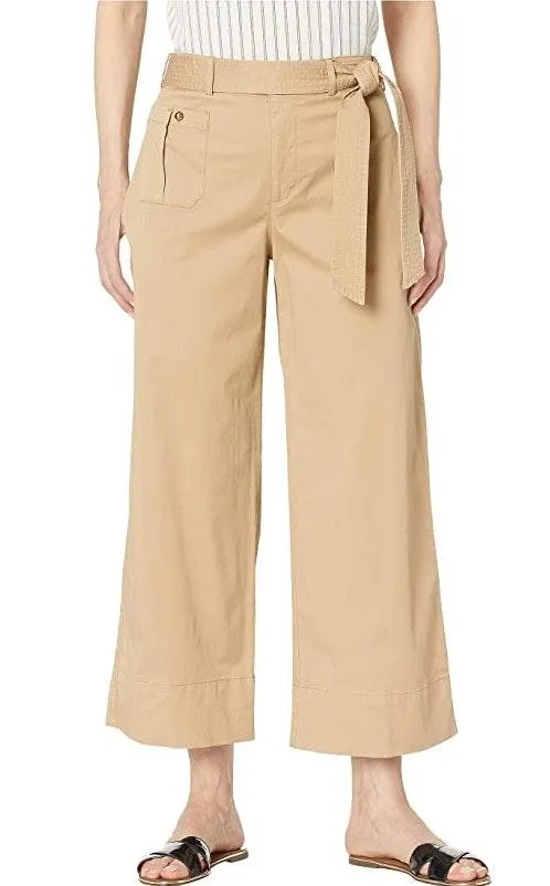 LRL BELTED TWILL WIDE-LEG PAPERBAG PANTS 14 KHAKI - Image 2