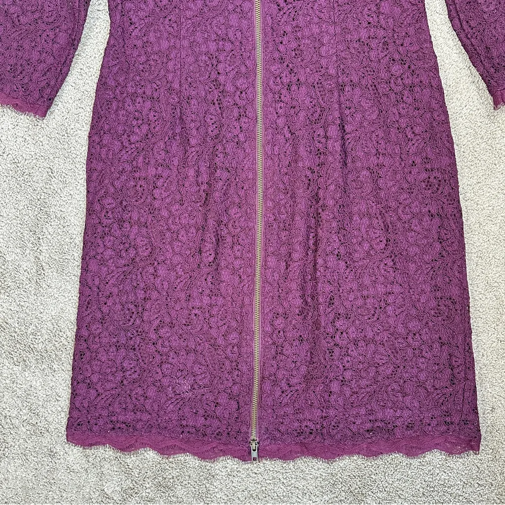 Adrianna Papell Women’s 3/4 Sleeve Lace Sheath Dress Full Back Zip in Purple 12 - Image 12