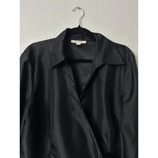 Vintage Y2K JM Collection Womens 18 Black True Wrap Blouse Top Professional - Image 12