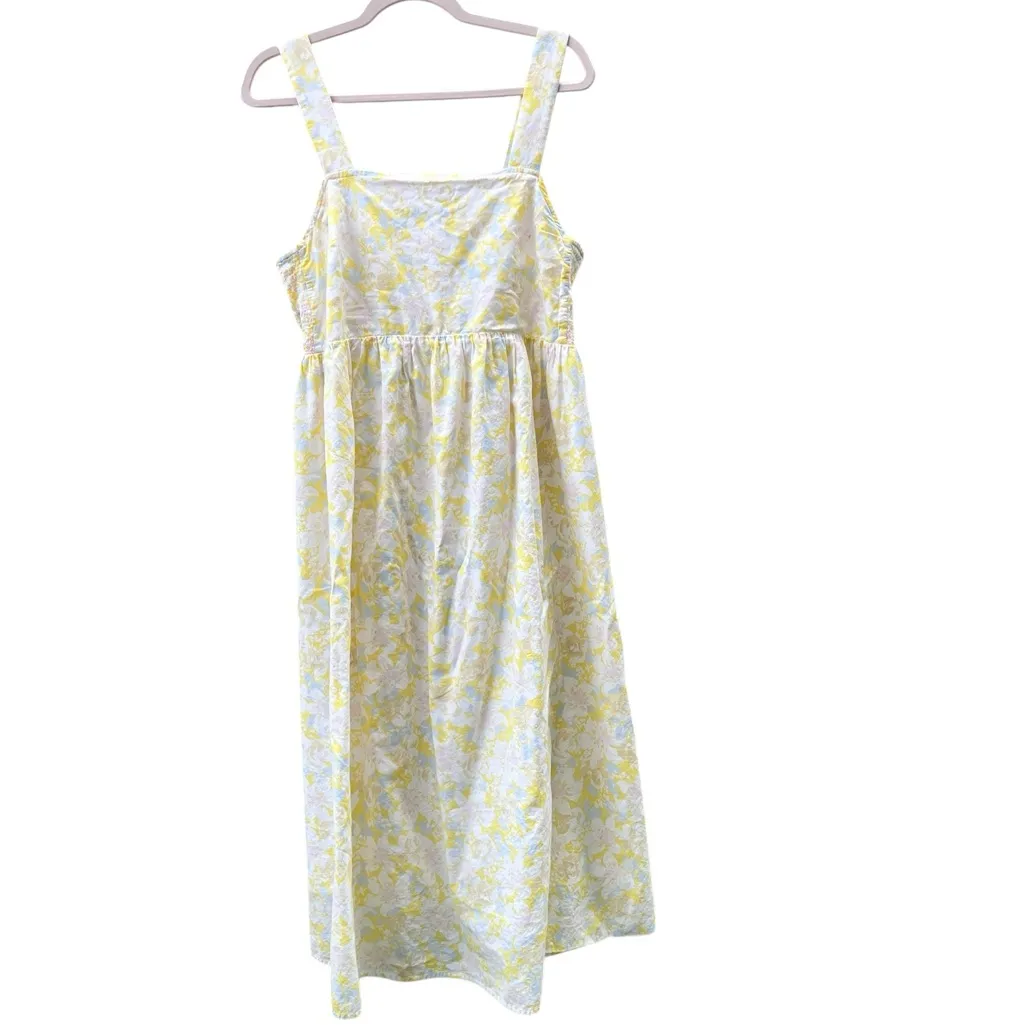 Hatch‎ Nines Yellow Floral Cotton Smocked Sleeveless Maternity Midi Dress Large Size undefined - Image 3