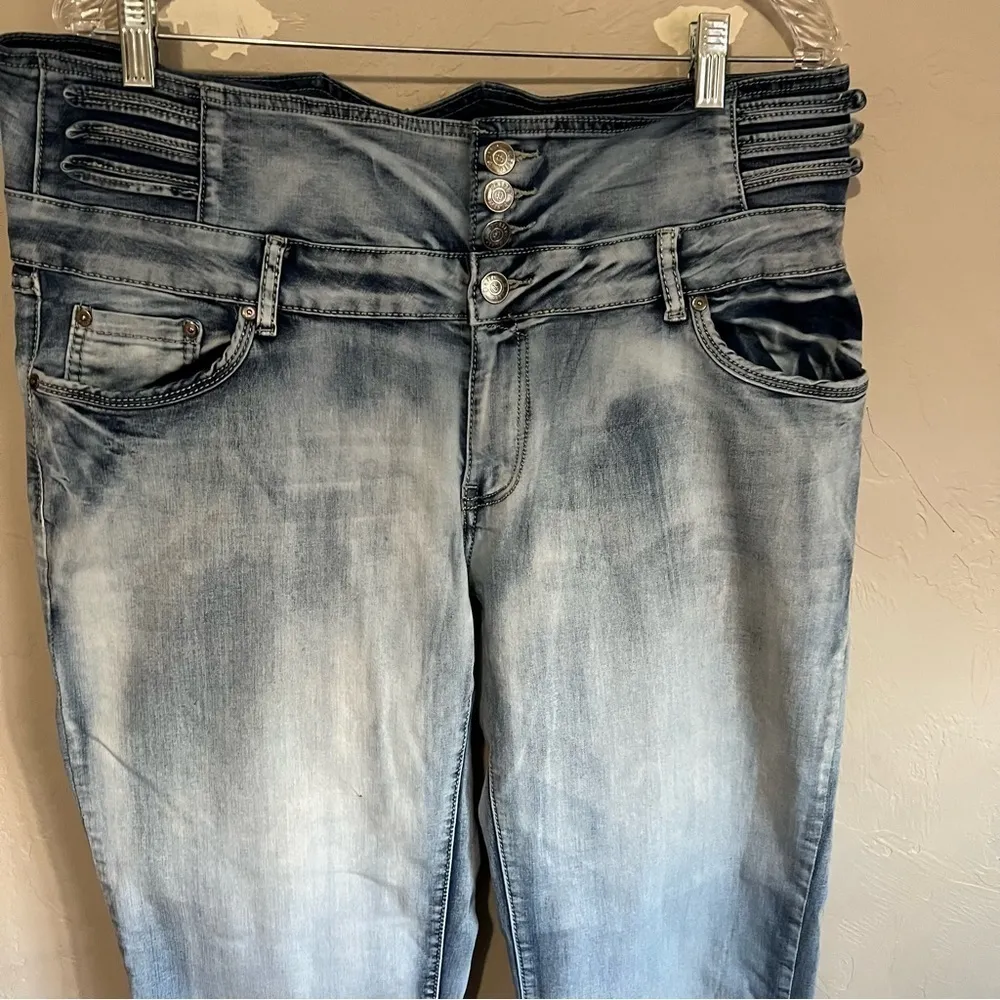 Puzzle Acid Washed High Rose Skinny‎ Denim Jeans Blue Size undefined - Image 2