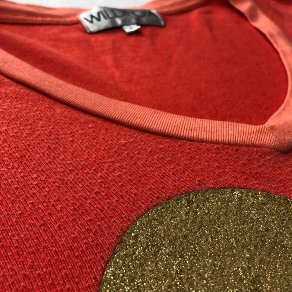 Wildfox Gold Sparkle Heart Sweatshirt Orange - Image 7