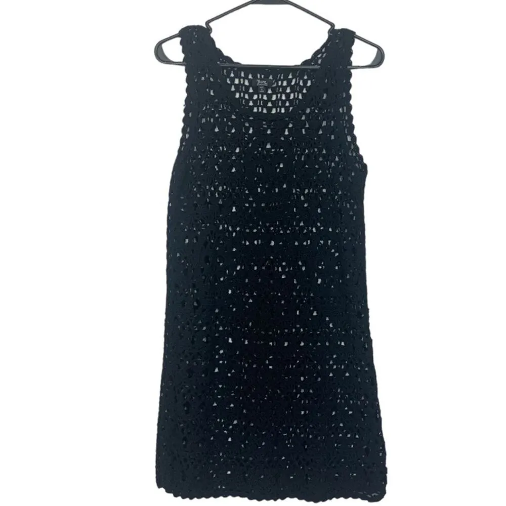 Tripp NYC womens medium black skull crochet beach swim cover grunge knit - Image 3