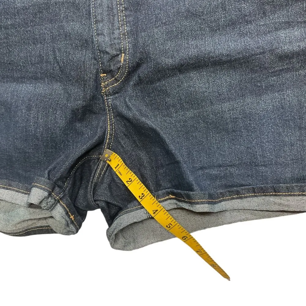 Signature by Levi Strauss & Co. Mid Rise Girlfriend Shorts Dark Wash Blue 20-W35 - Image 7