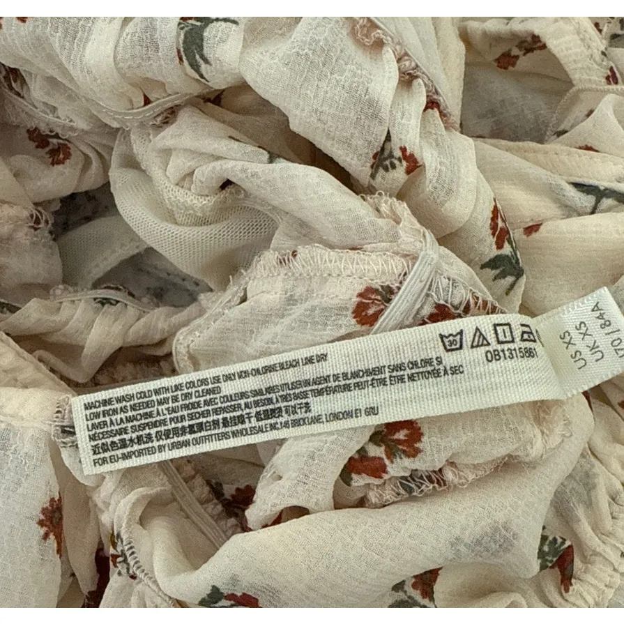 Free People Juliet Ivory Floral Fairy Ruffle Feminine Boho Bodysuit Size XS - Image 5