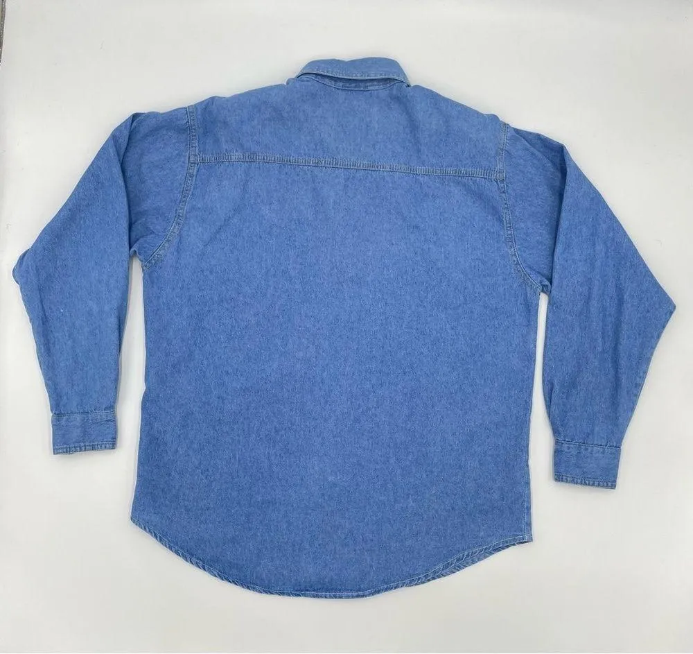 Vintage 90s Teddy Bear Shirt Women’s Denim Button - Image 4