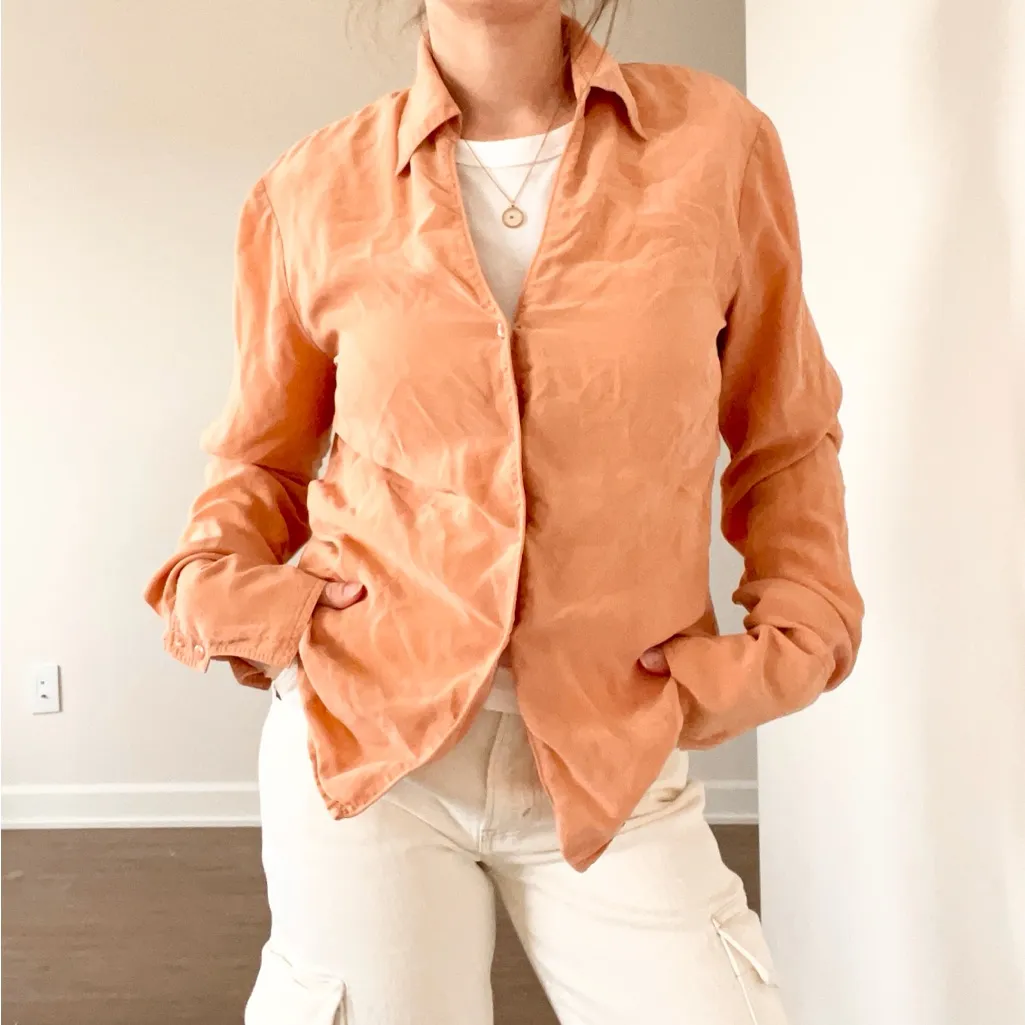 Vintage Jones Wear Peach Silk Blouse - Image 3