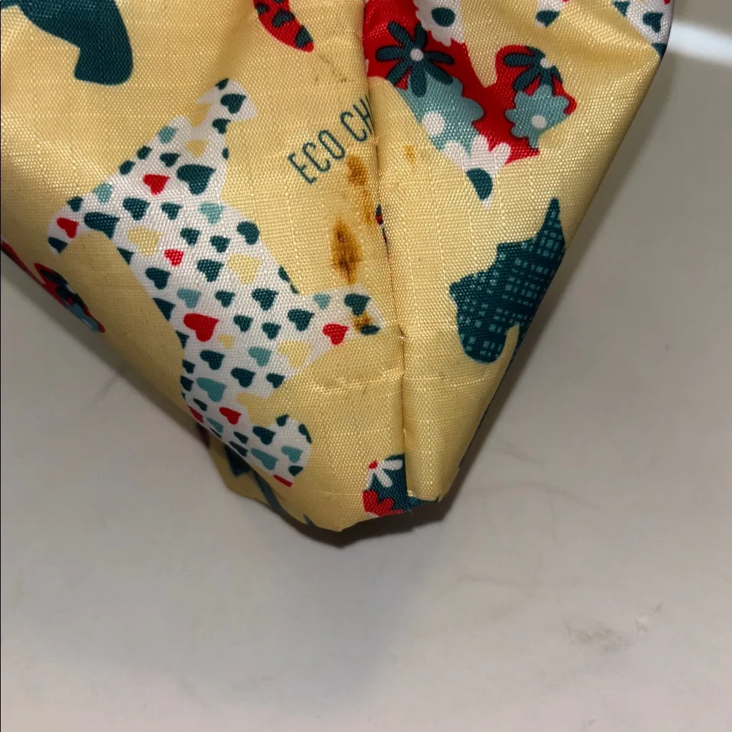 ECO CHIC MULTICOLORED INSULATED BAG SCOTTISH DOG DESIGN BLACK HANDLES 11.5” X 7” Blue - Image 9