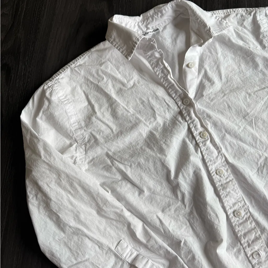 Reformation White Classic Button Down Shirt - Image 6