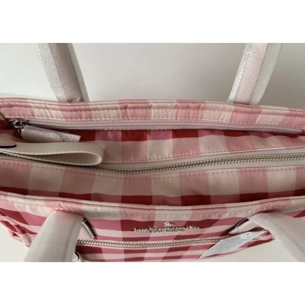 NWT Kate Spade Chelsea Gingham Medium Satchel Pink Multi $299 Value - Image 9